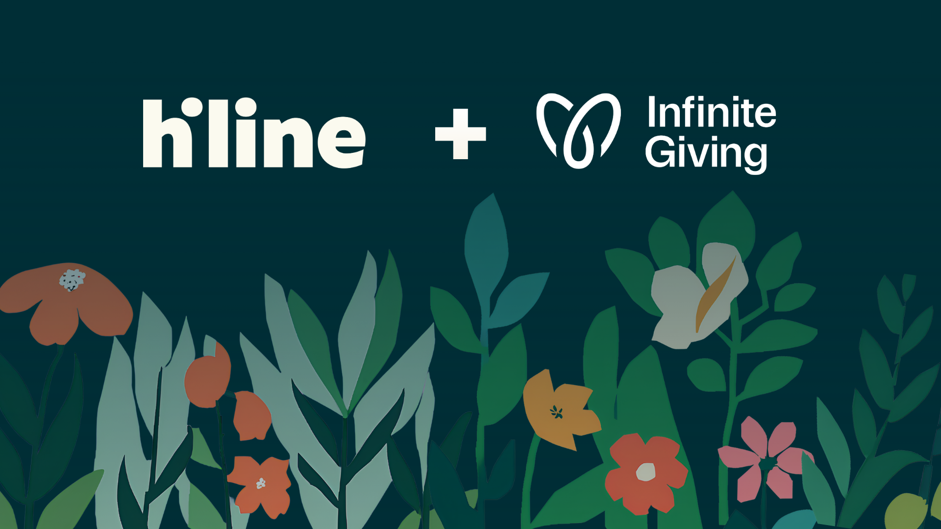 Hiline and Infinite Giving logos against floral backdrop