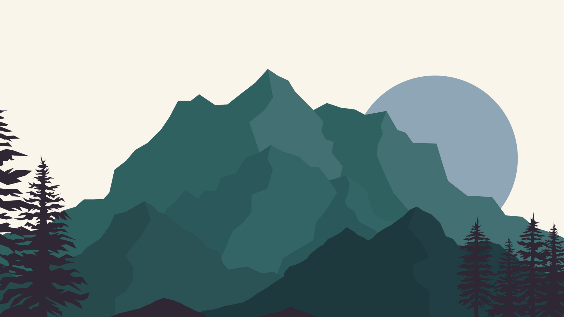 Dark mountain with full moon