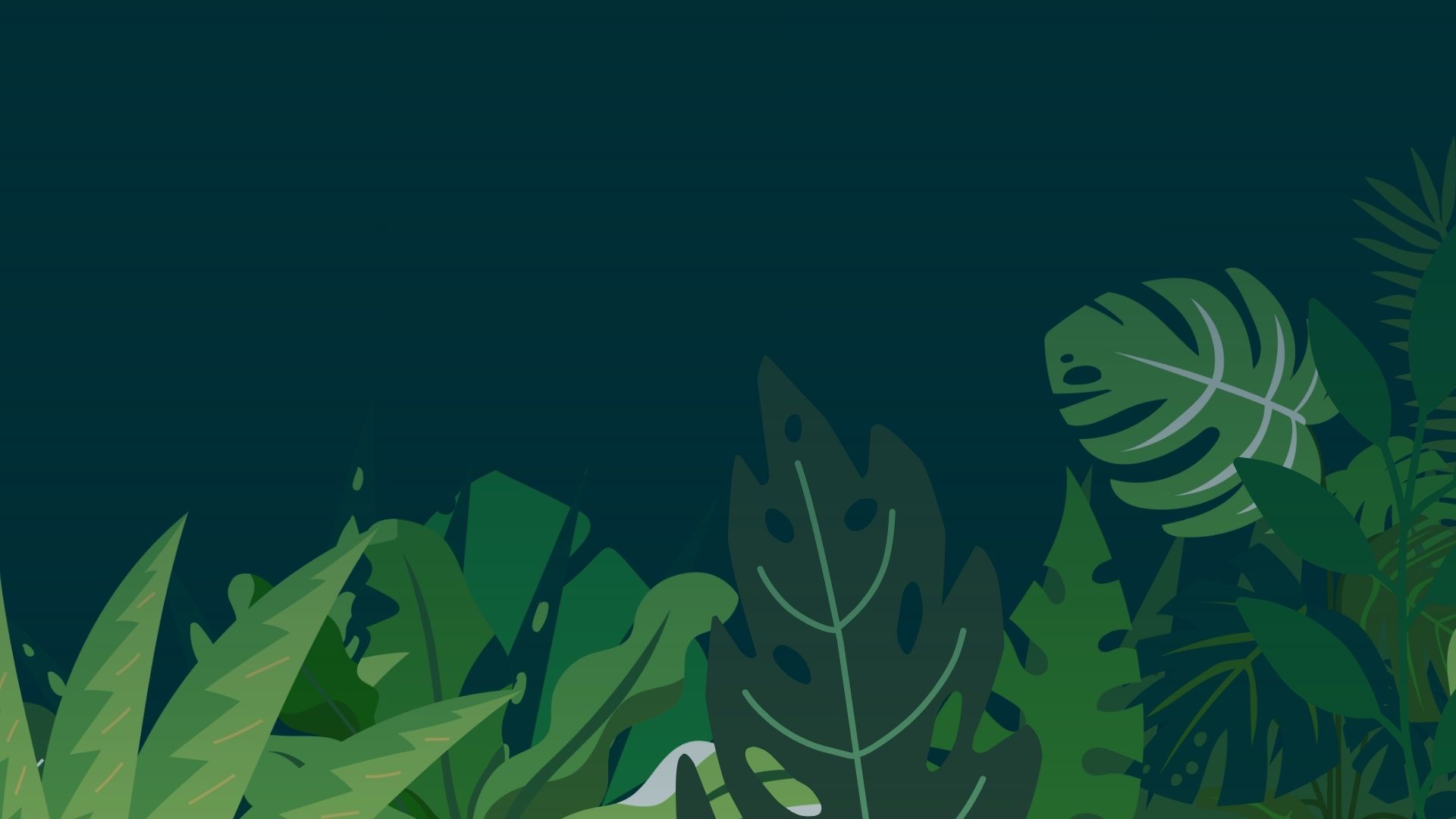 Jungle leaves in different shades of green