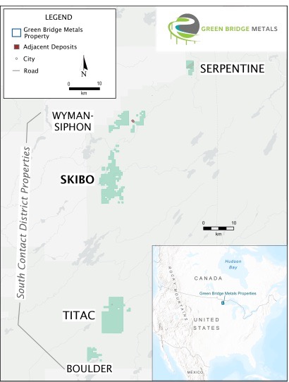 Abbildung 1. Karte mit der Lage der Konzessionsgebiete im South Contact District, einschließlich Skibo.