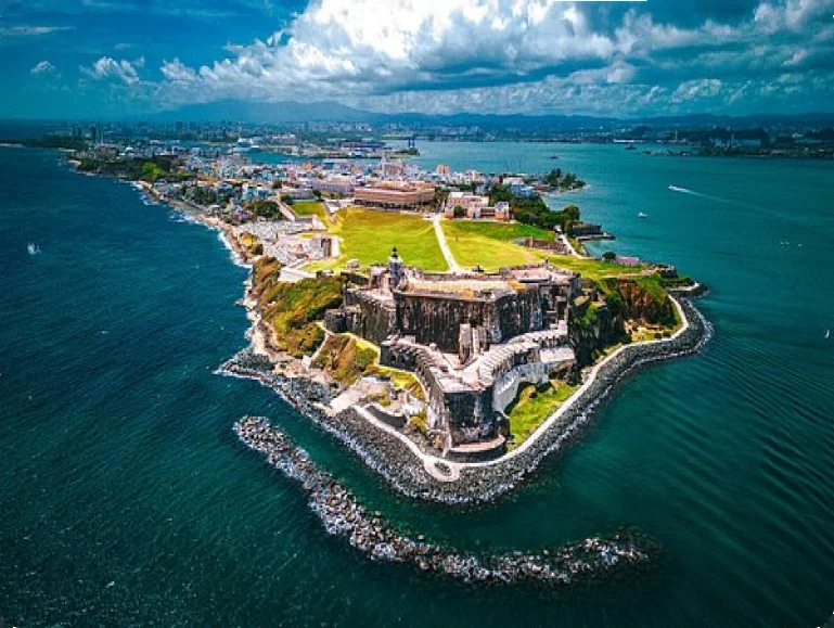 Aerial view of Castillo San Felipe del Morro and Old San Juan