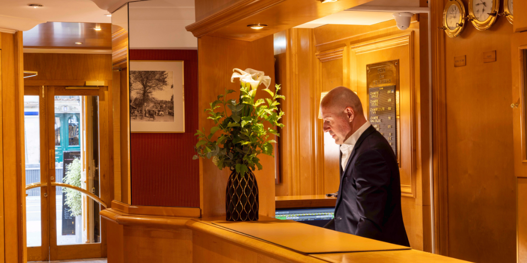 Hotel front desk and receptionist at Royal St Michel