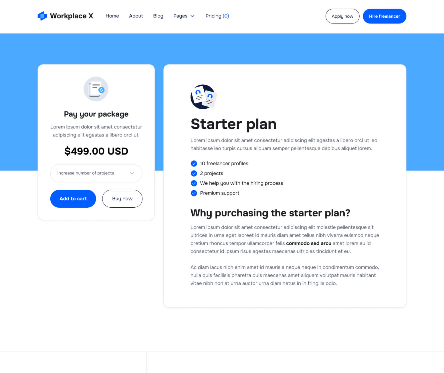 Workplace X - Package Single Page - Freelance Marketplace Webflow Template