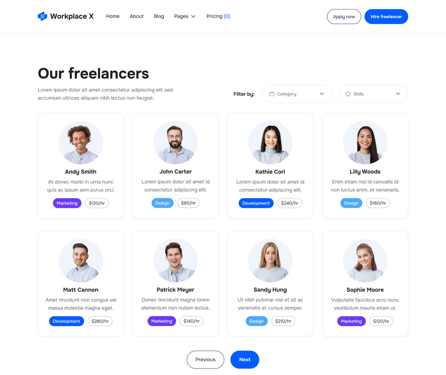 Workplace X - Freelancers Page - Freelance Marketplace Webflow Template