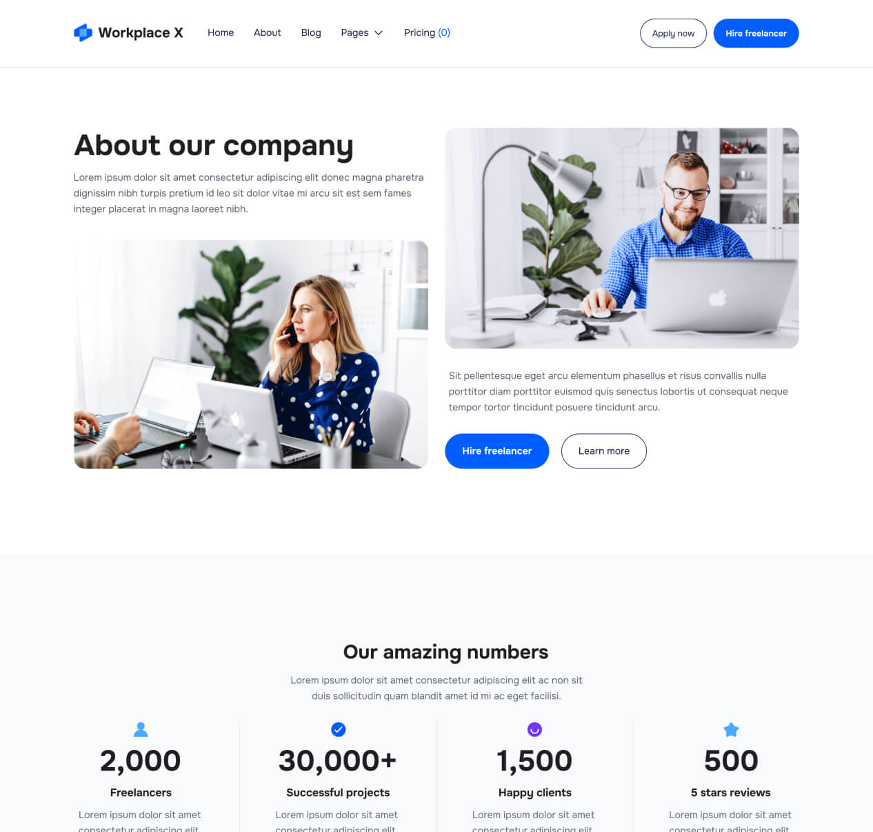 Workplace X - About Page - Freelance Marketplace Webflow Template