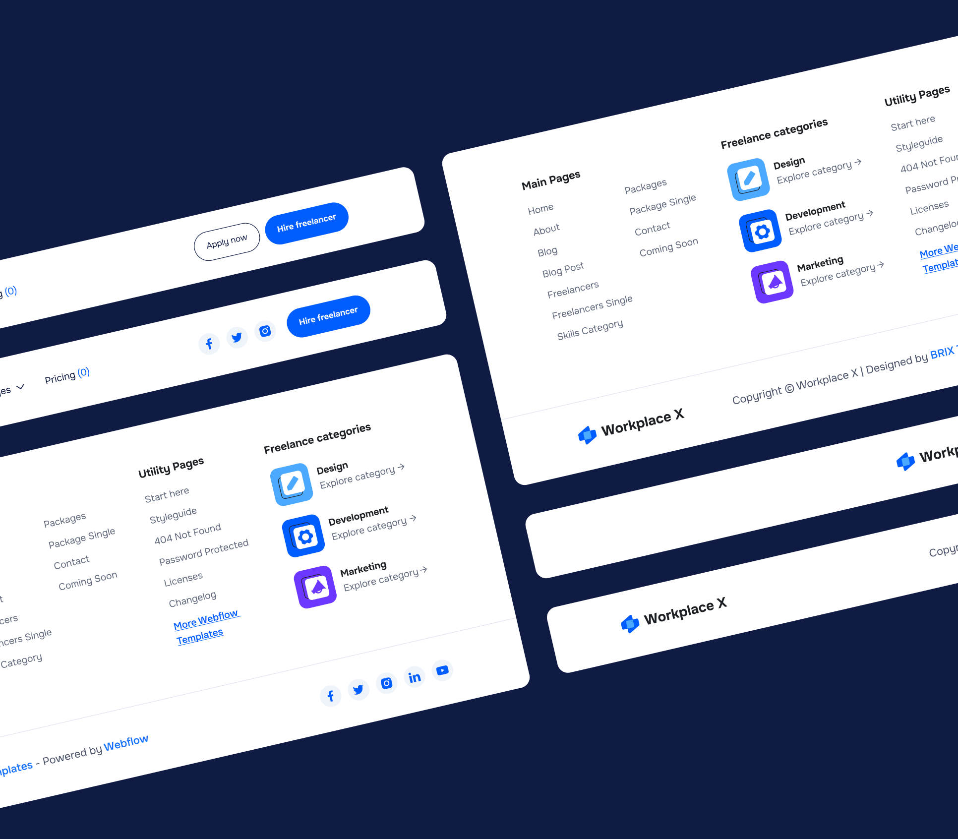 Workplace X - 3 Headers And Footers - Freelance Marketplace Webflow Template