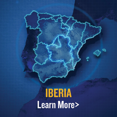 Image of Spain on map with text indicating learn more with a link