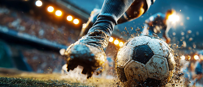 Image of a person kicking a soccer ball.