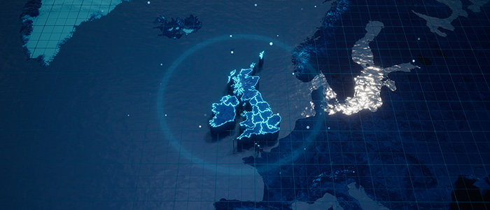 The UK highlighted on a map