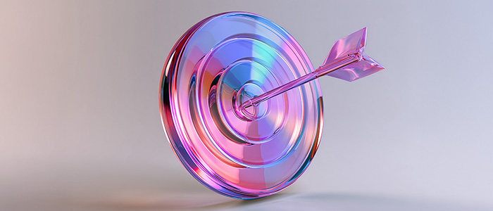 decorative image of a crystalline target with an arrow in the center