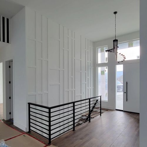 Newly renovated accent wall in foyer of home