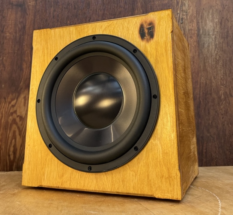 Atomic Subwoofer front view of 12" driver handmade by Tiki Tube Amps