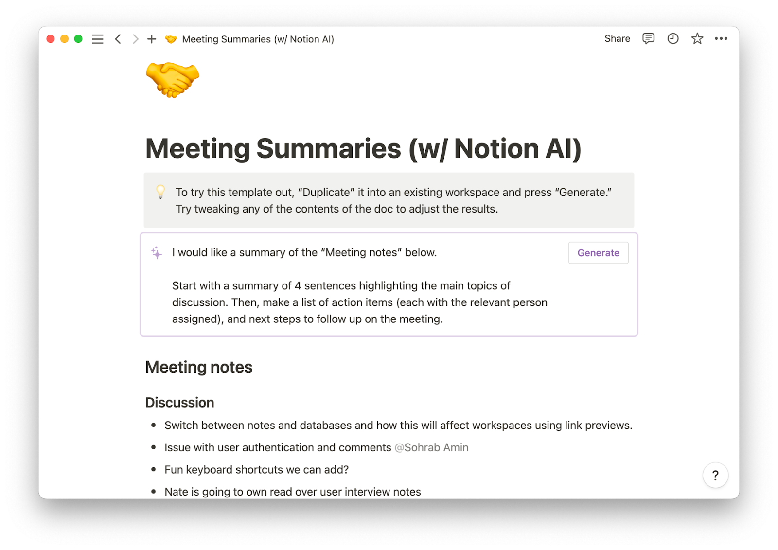 Notion - best AI meeting recorder for documentation first teams