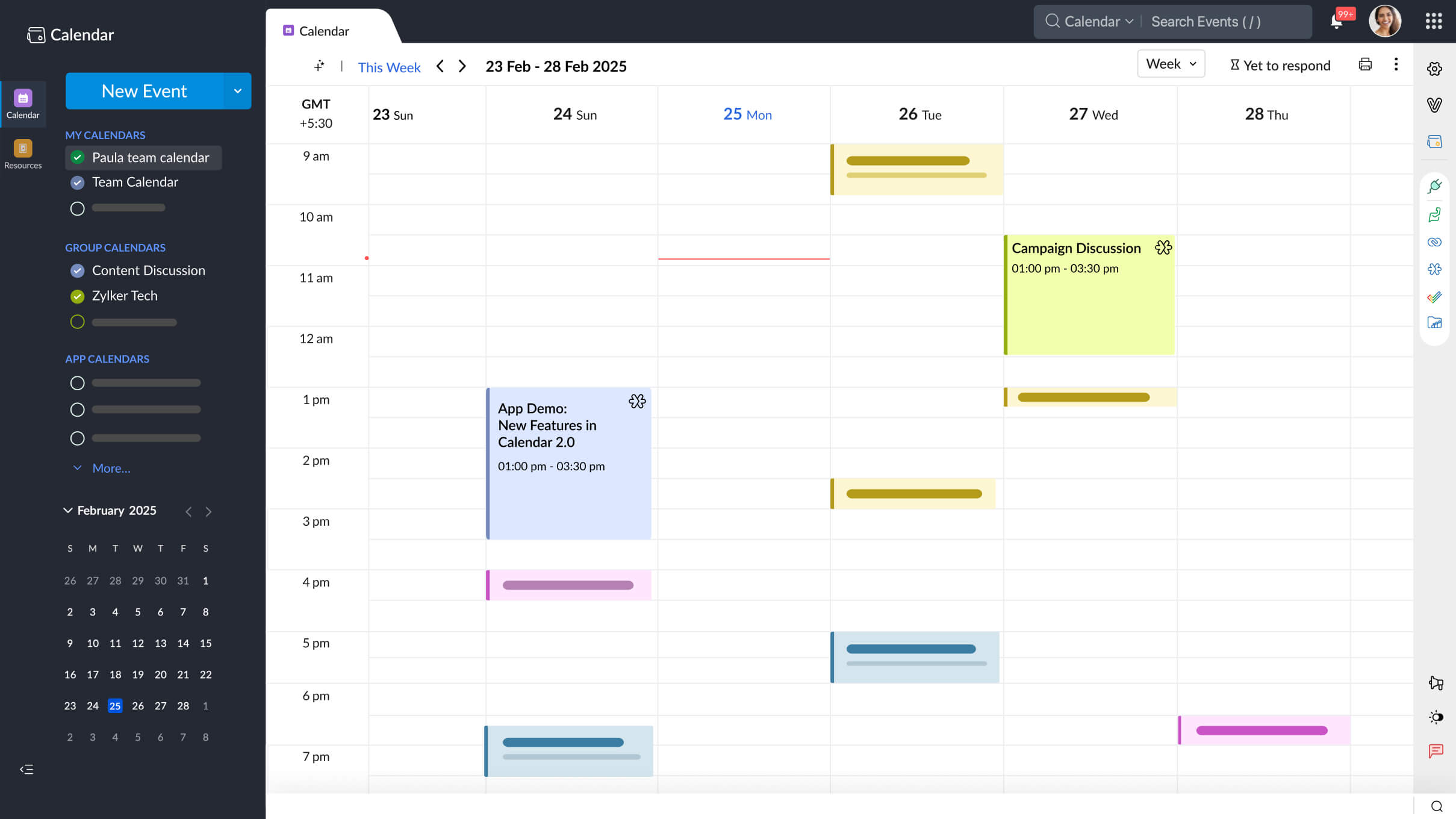 Zoho Calendar where scheduled meetings sync with Sybill