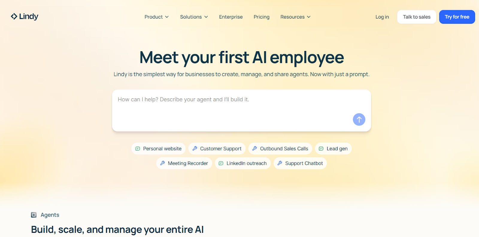 Lindy AI agent builder interface