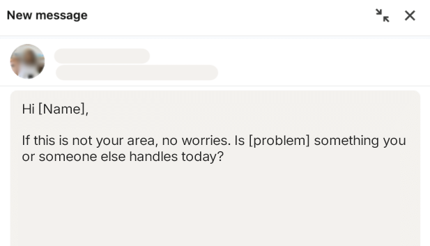 LinkedIn InMail sample with a low-friction yes or no question