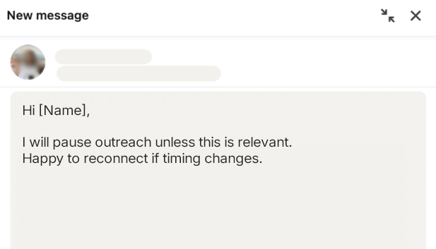 LinkedIn InMail sample breakup message inviting a simple honest response