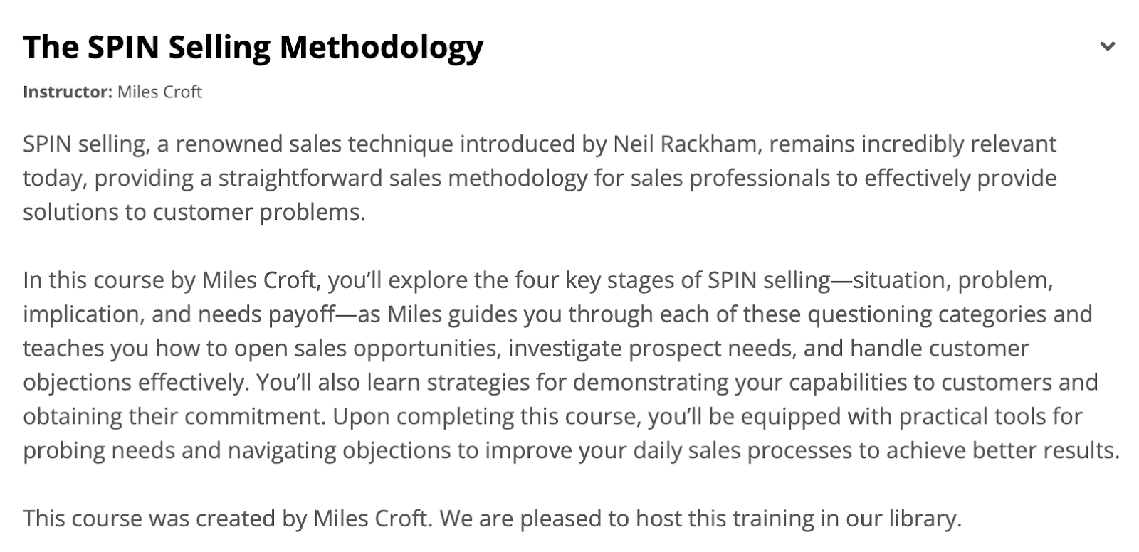 SPIN selling course