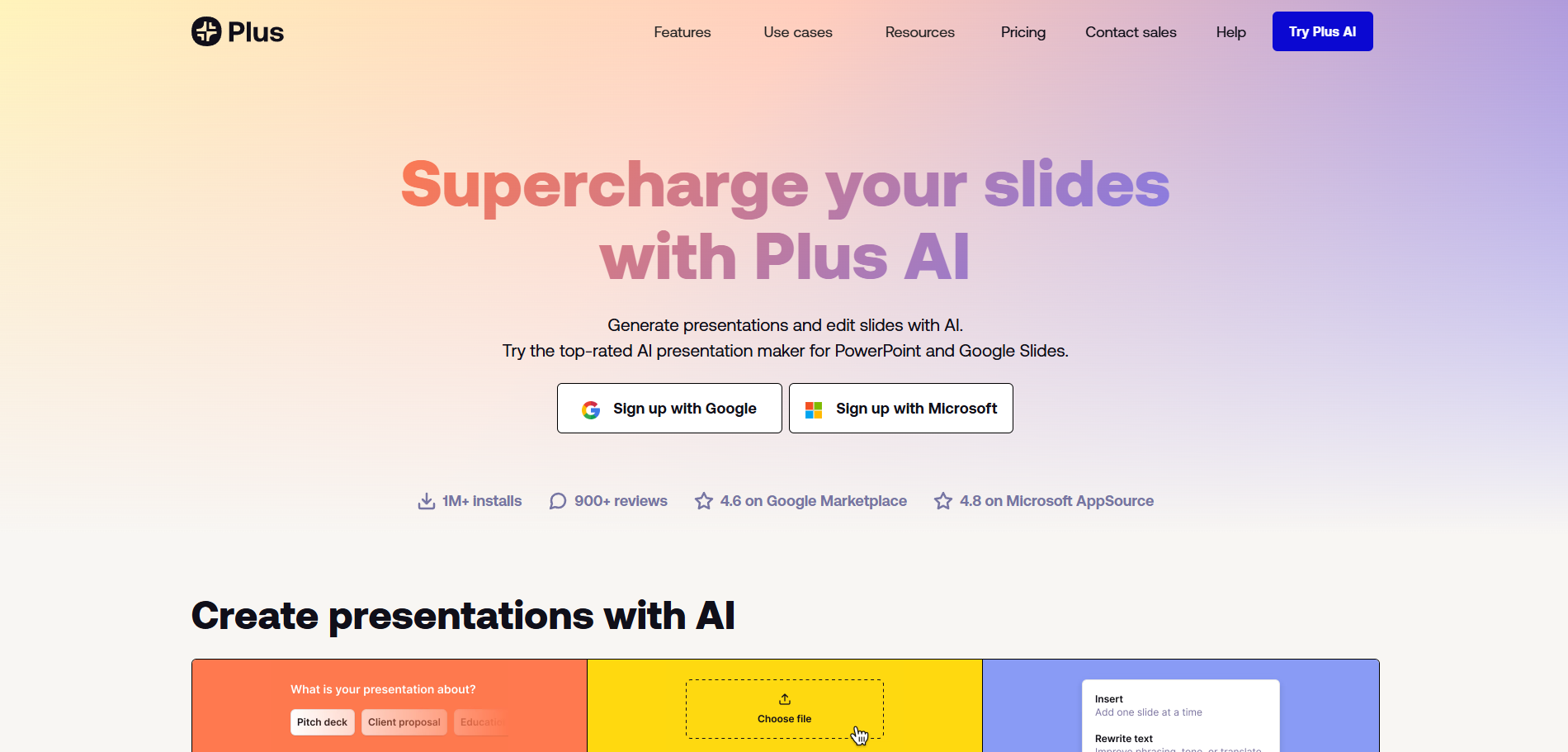 Plus AI for AI Presentation Generation