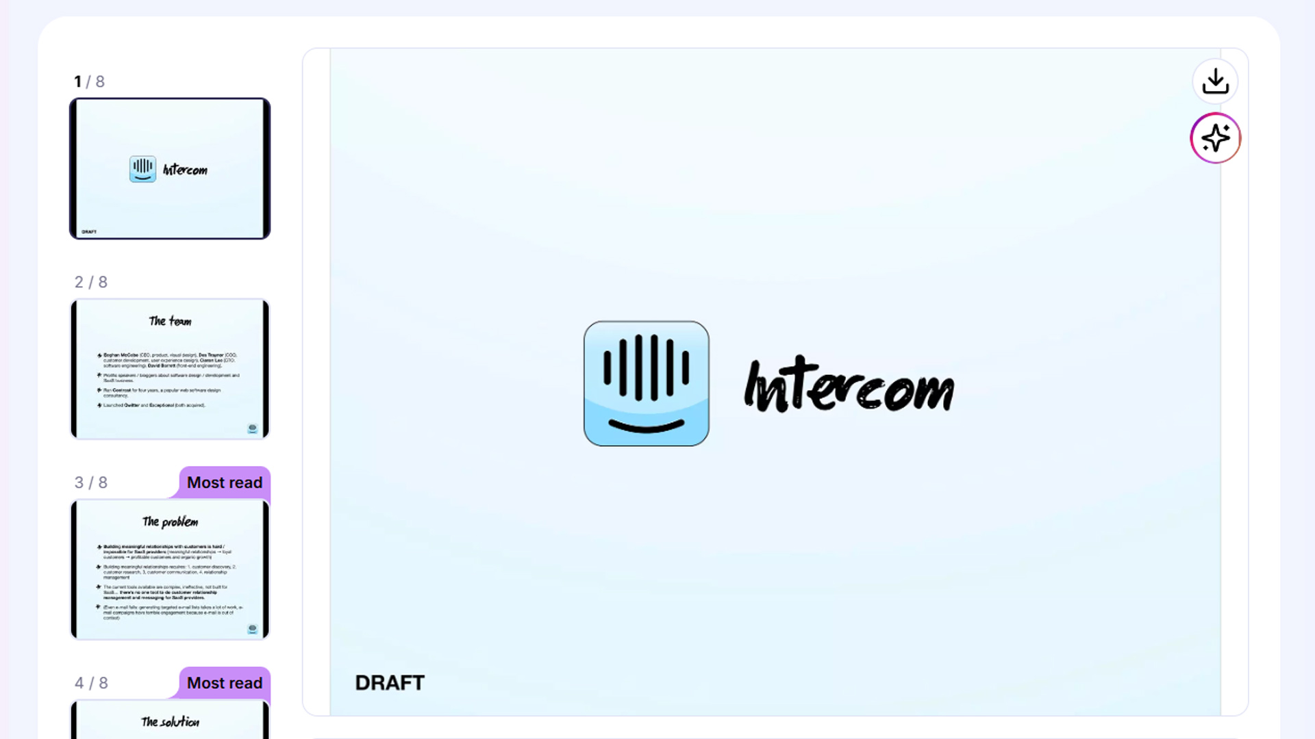 Example of a problem-first sales deck slide using customer journey framing