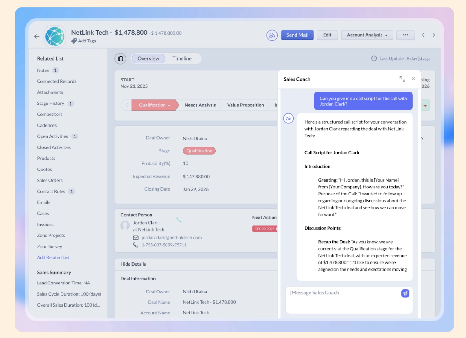 Zoho as the best sales analytics software