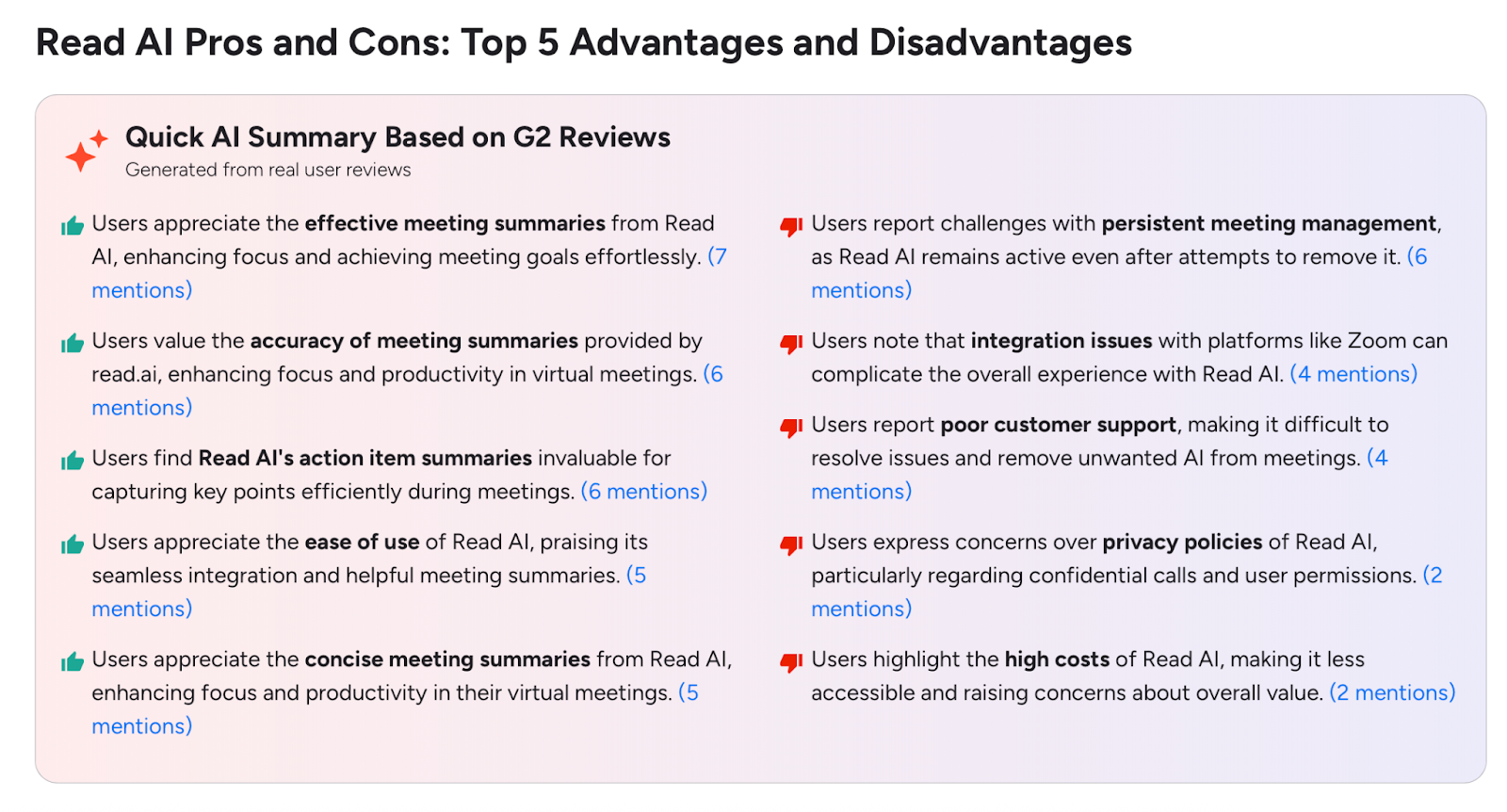 Read ai vs Otter ai - Pros & Cons of Read AI