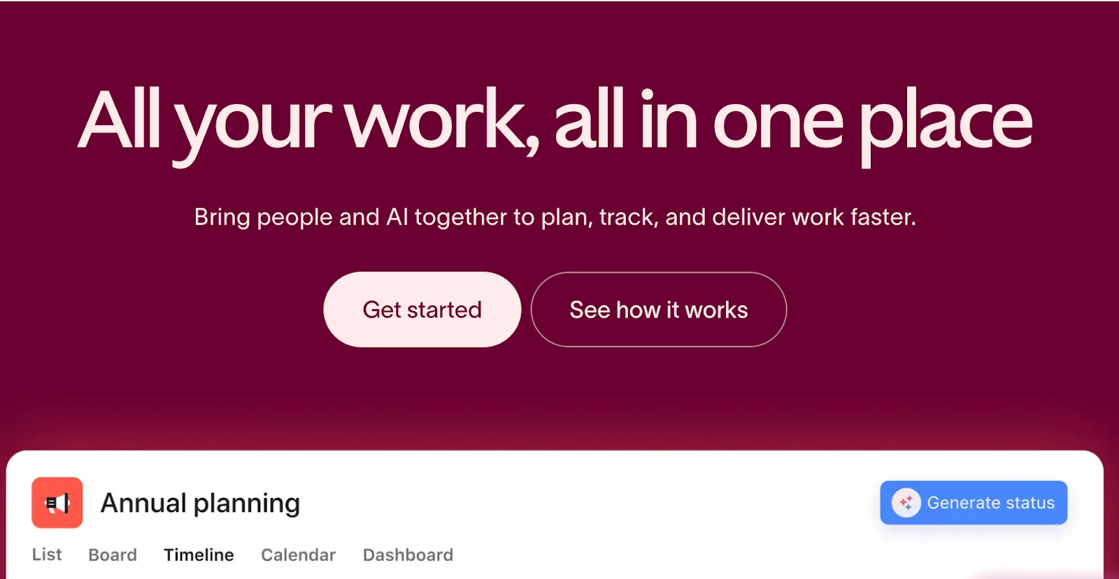Asana project management dashboard with task tracking and timelines