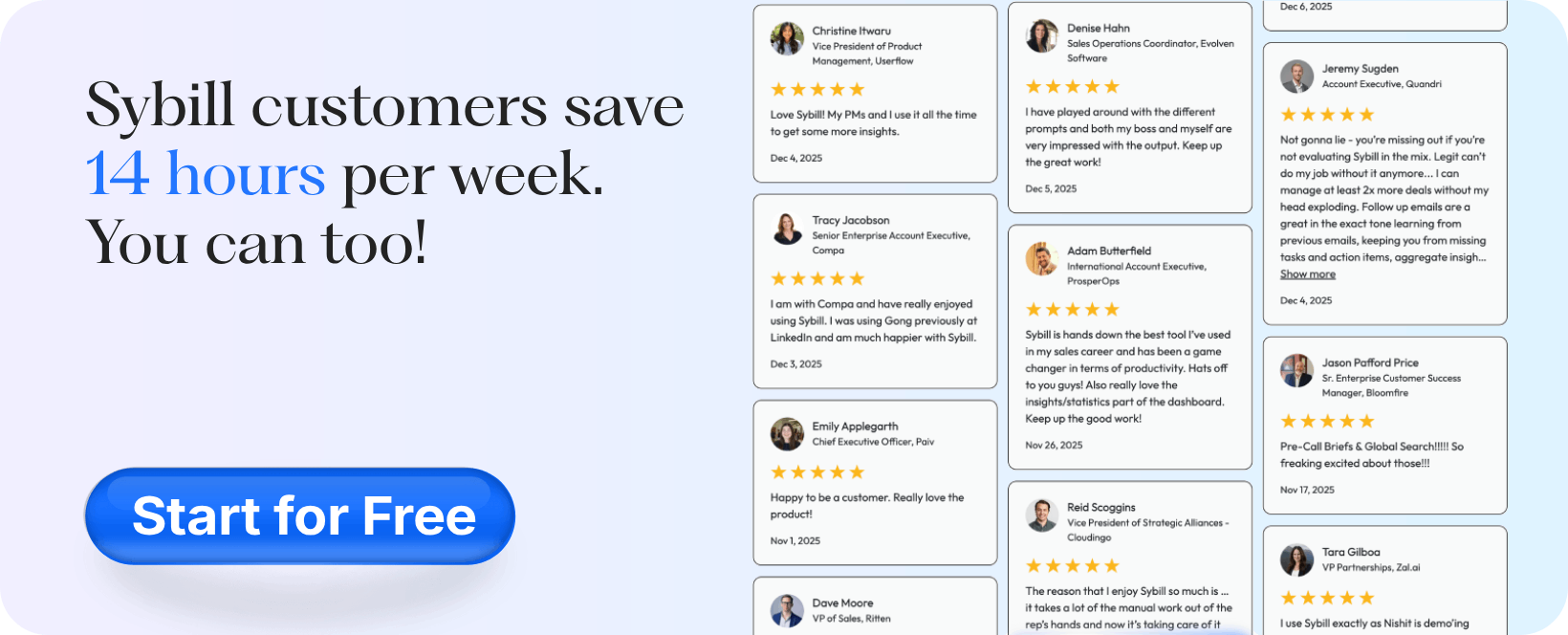 Schedule a personalized Sybill demo for your sales team