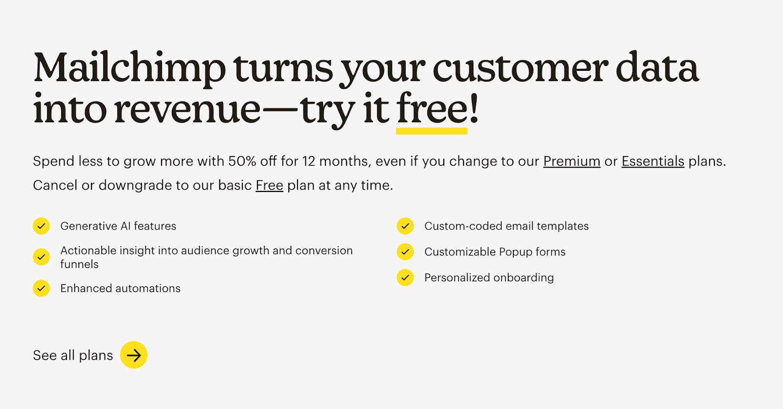 Mailchimp email marketing platform with automation and analytics