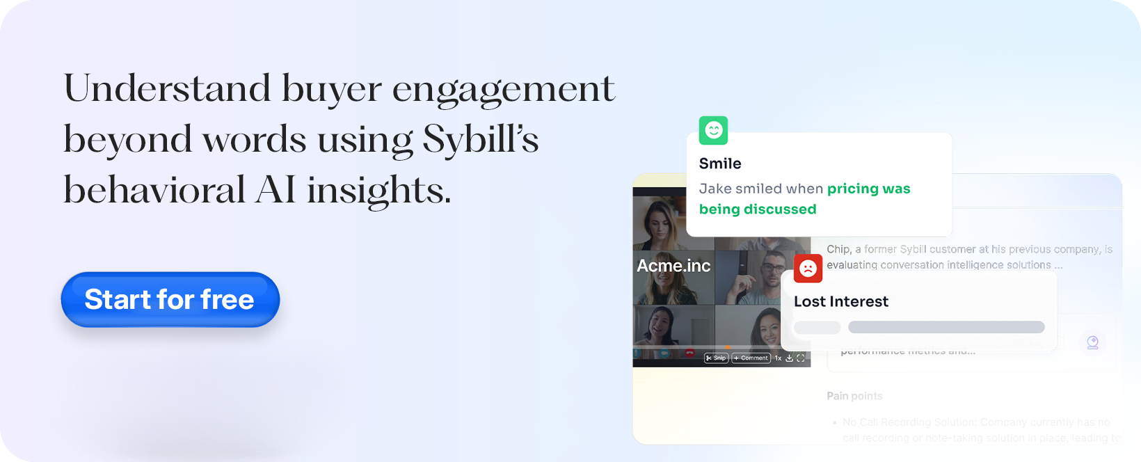 Sybill's behavioral intelligence feature analyzes prospect engagement