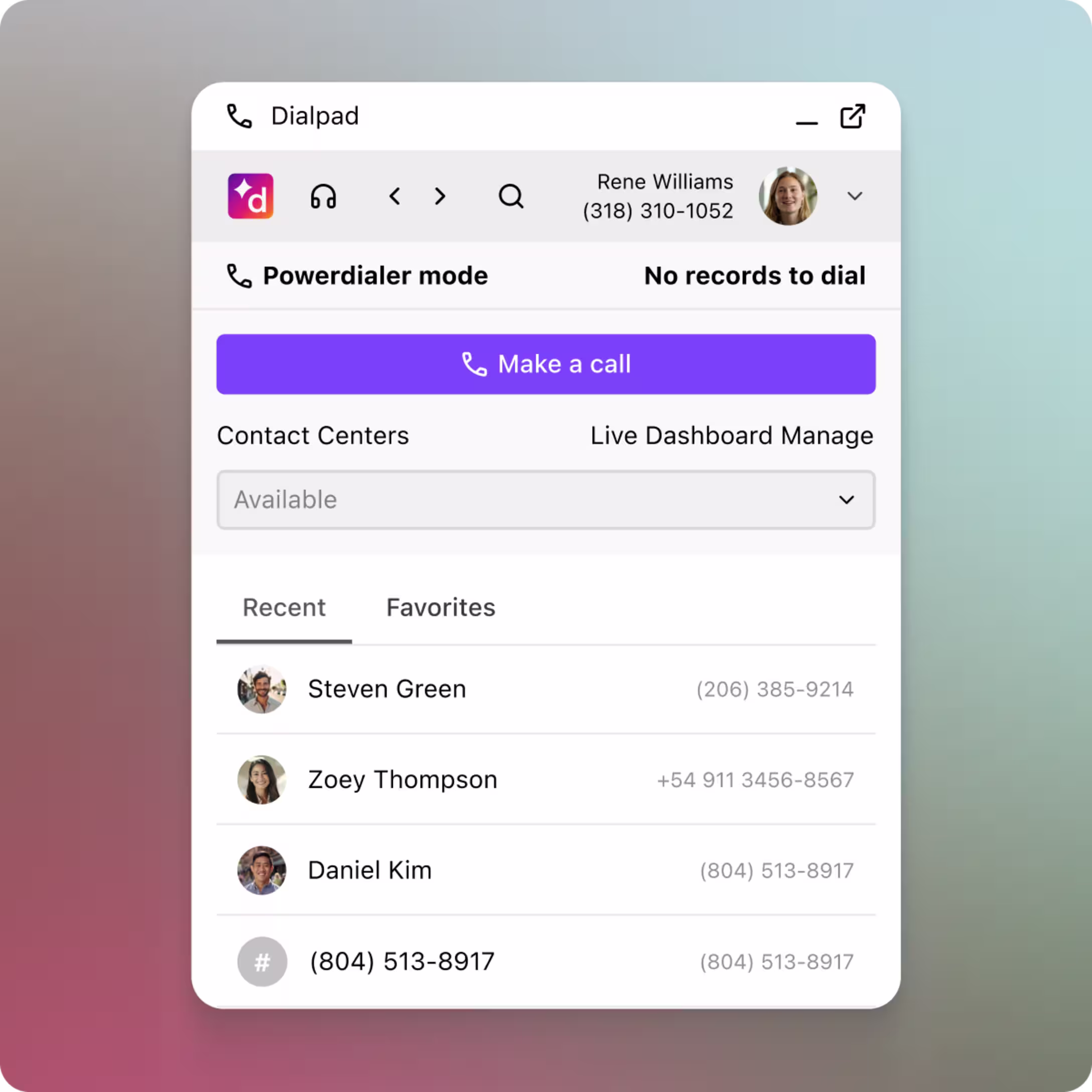 Dialpad dialer interface.