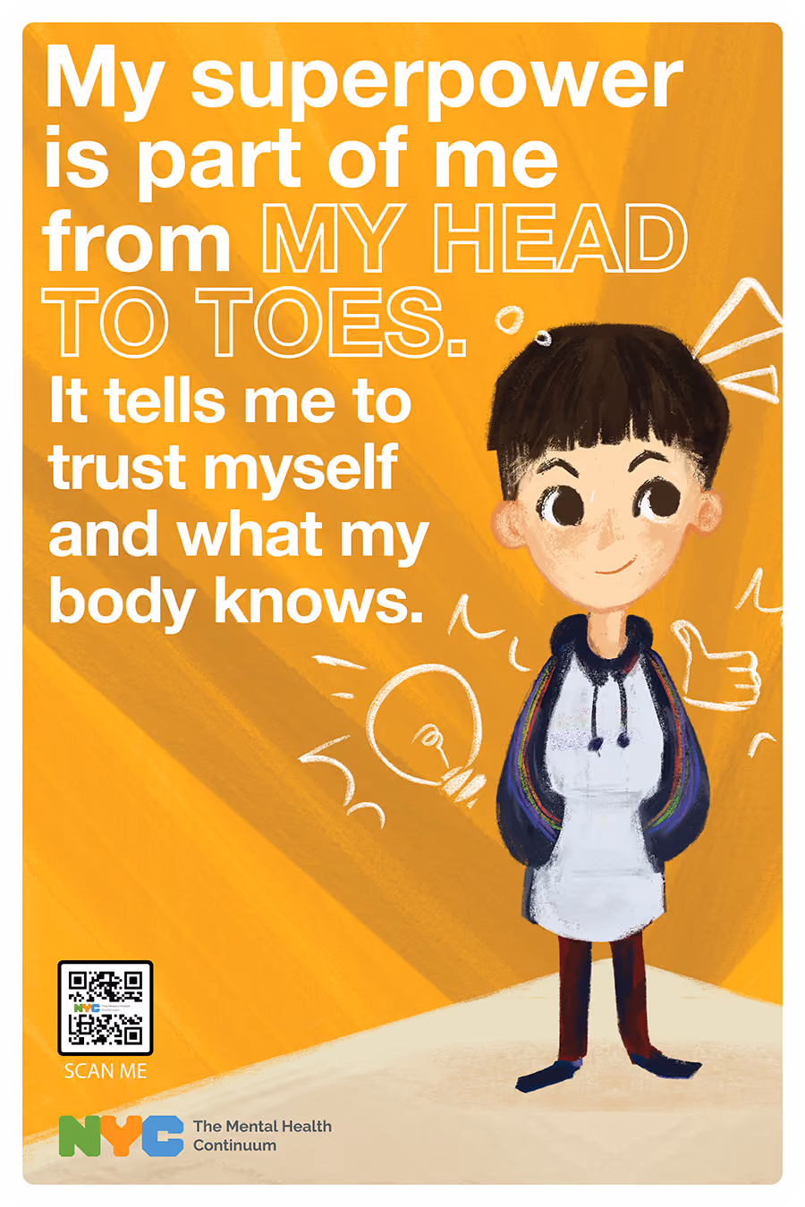 NYC Mental Health Continuum poster encouraging children to trust their bodies