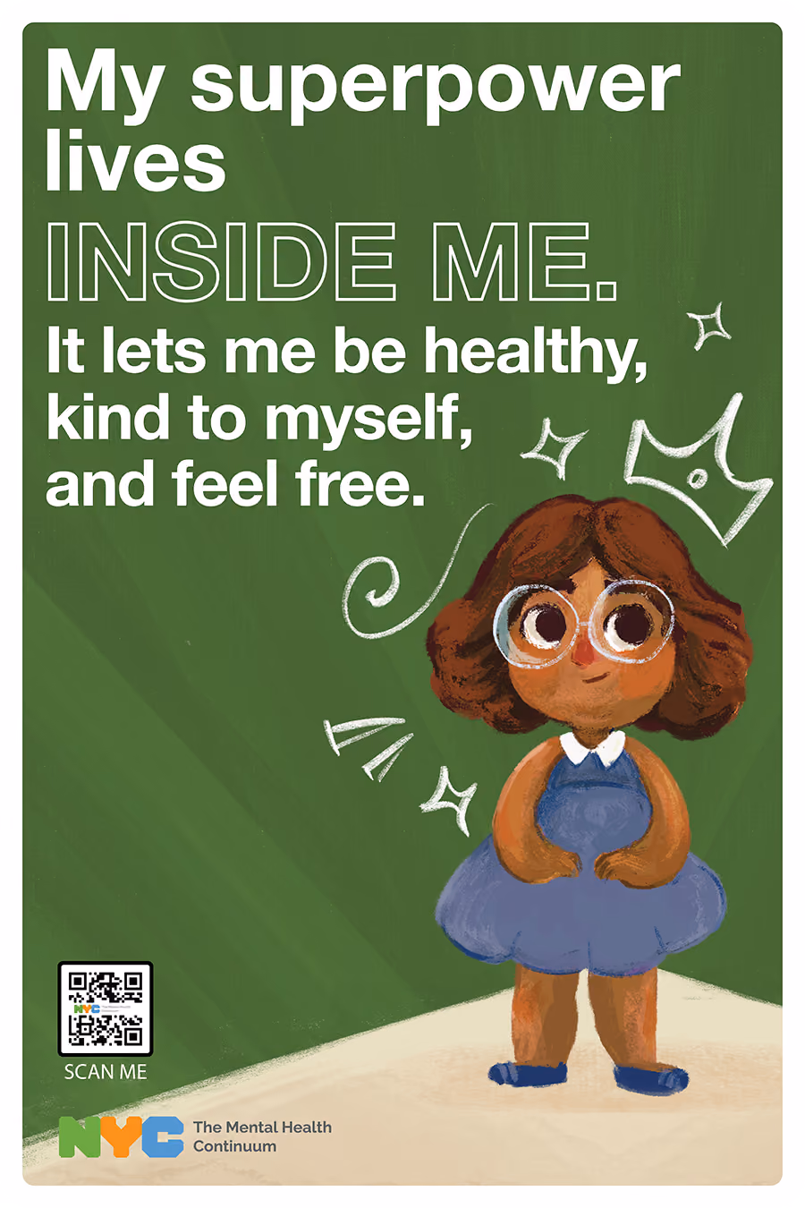 NYC Mental Health Continuum poster promoting inner strength and self-kindness