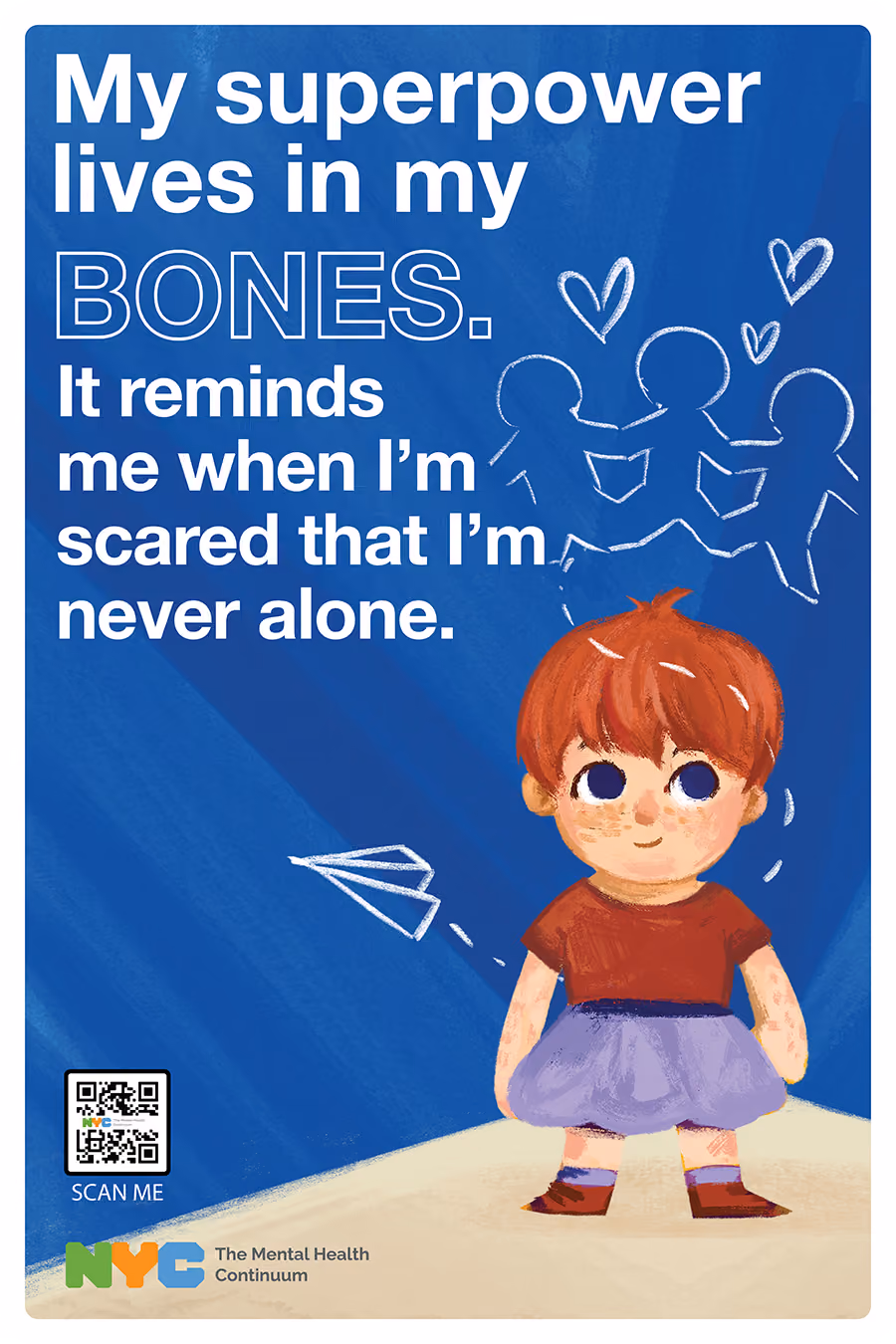 NYC Mental Health Continuum poster encouraging children they are never alone