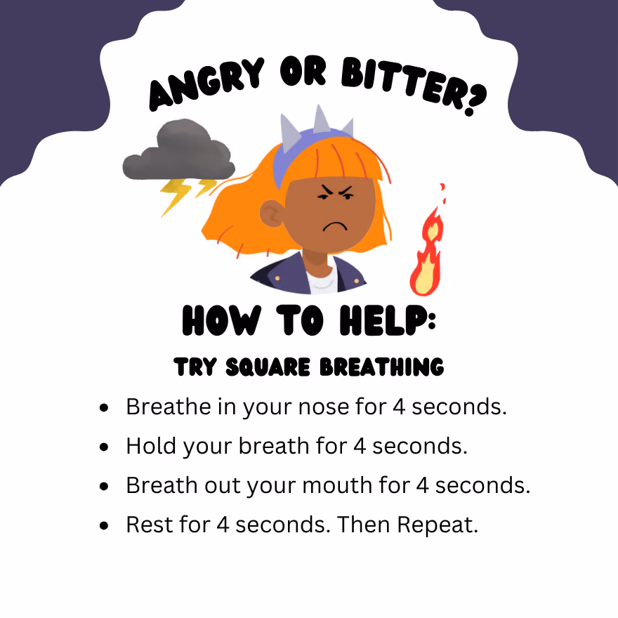 Square breathing technique to calm anger in four steps