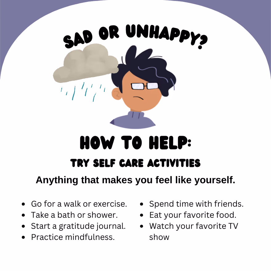 Self-care tips for students feeling sad or unhappy