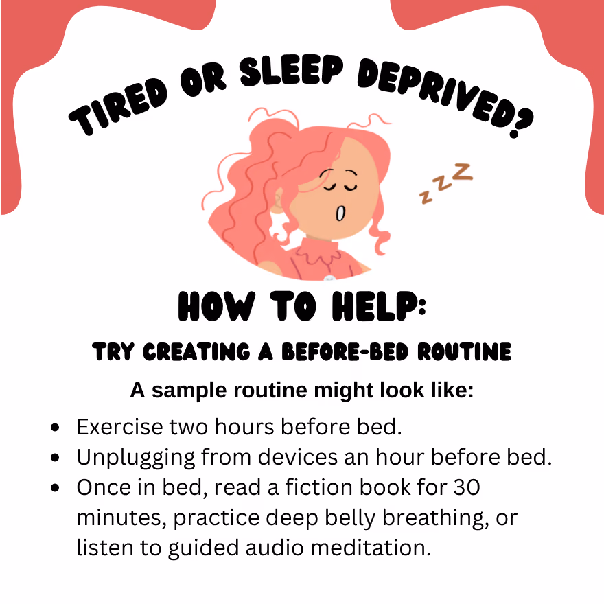 Infographic with tips for creating a bedtime routine to improve sleep