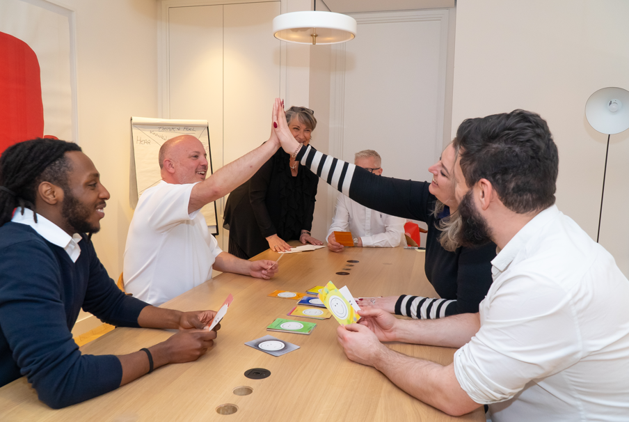 A picture of team building.