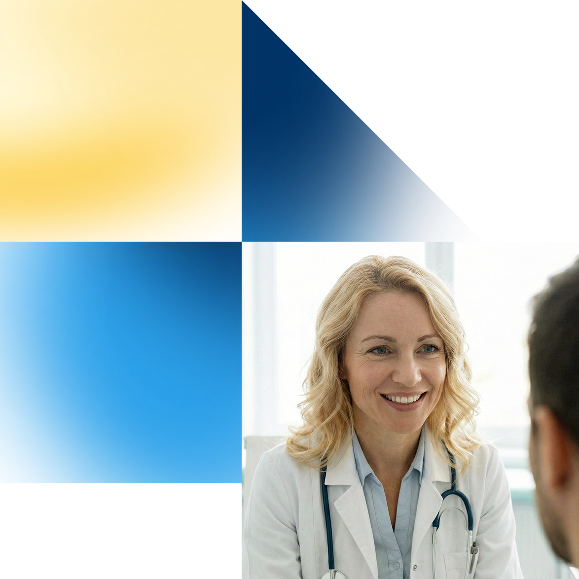 Une médecin en conversation avec un patient.