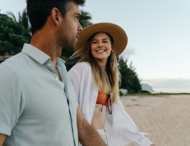Couple on the beach of muse villas 