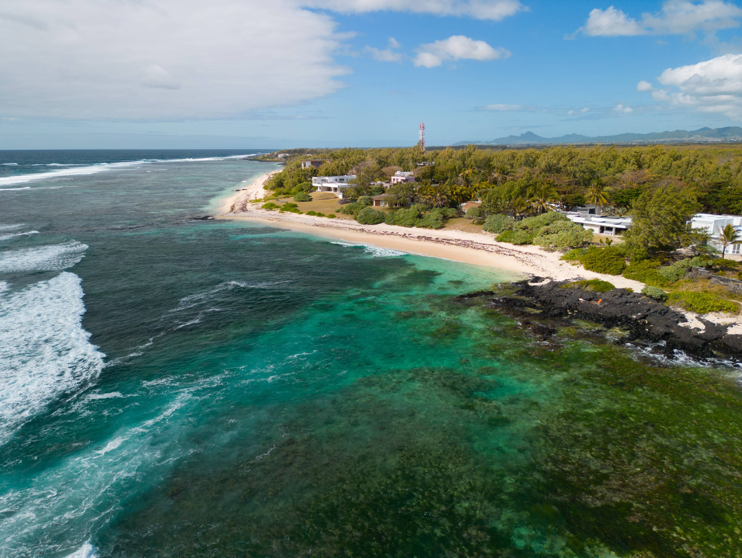 Calm lagoon and soft light at the end of a March day in Mauritius