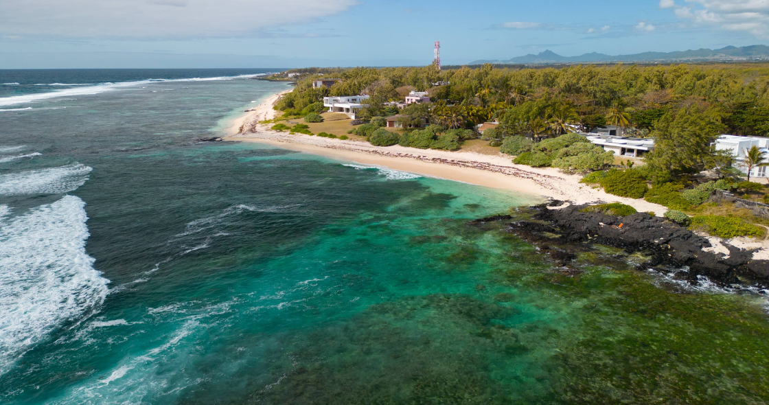 Calm lagoon and soft light at the end of a March day in Mauritius