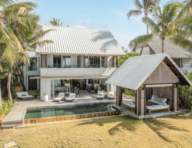 Elegant beachfront luxury villa on the east coast of Mauritius offering privacy, comfort, and ocean views