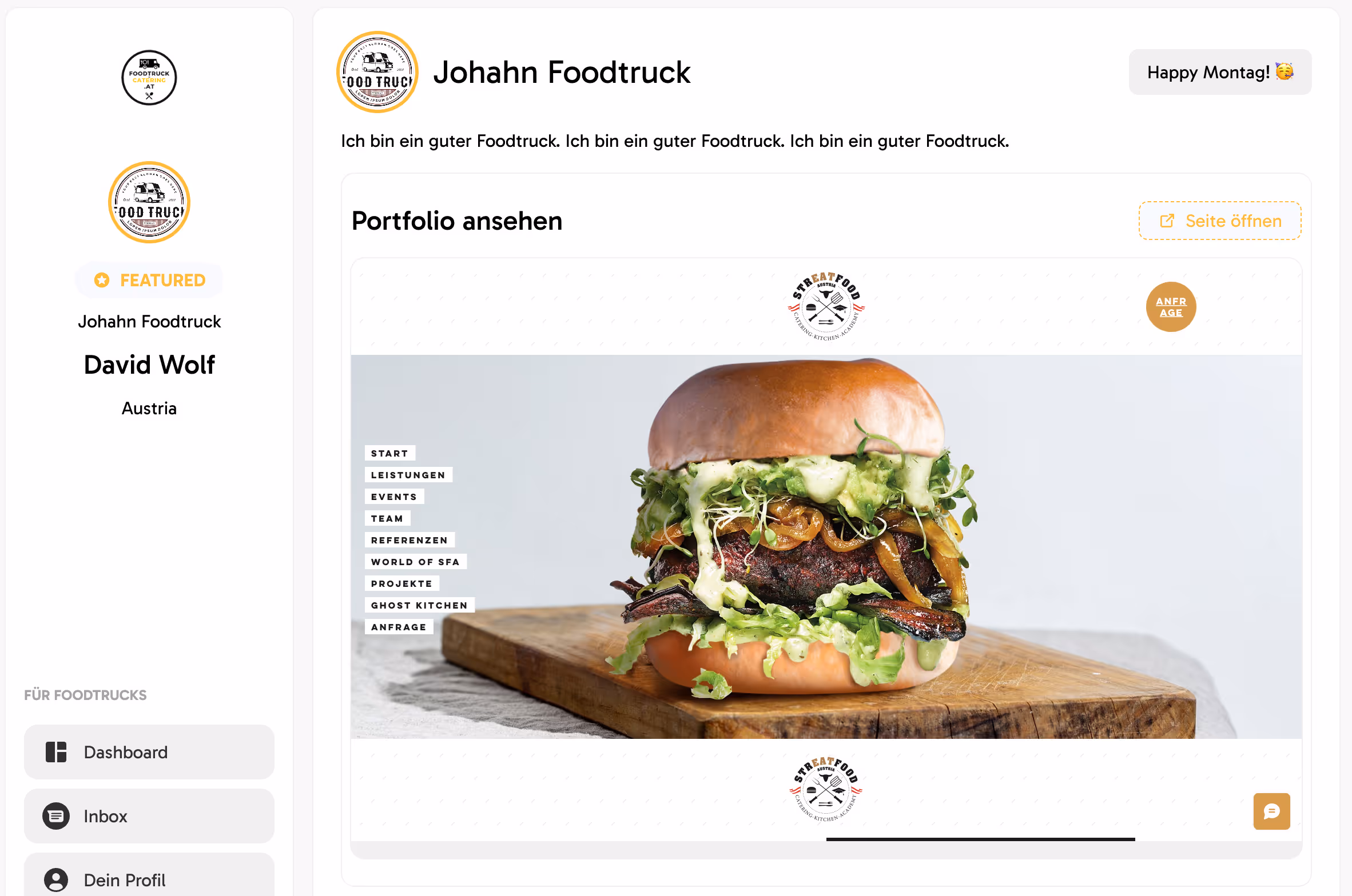 Bild vom Profil eines Foodtrucks.