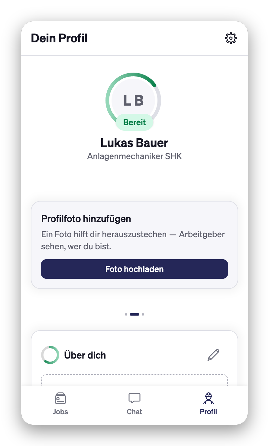 Screenshot des PowerUs Profil-Checks in der App