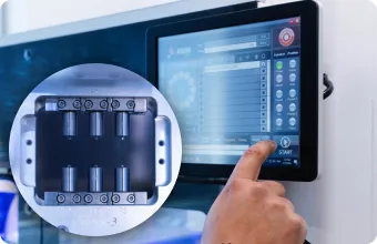 Dental lab milling center digital control interface displayed on screen