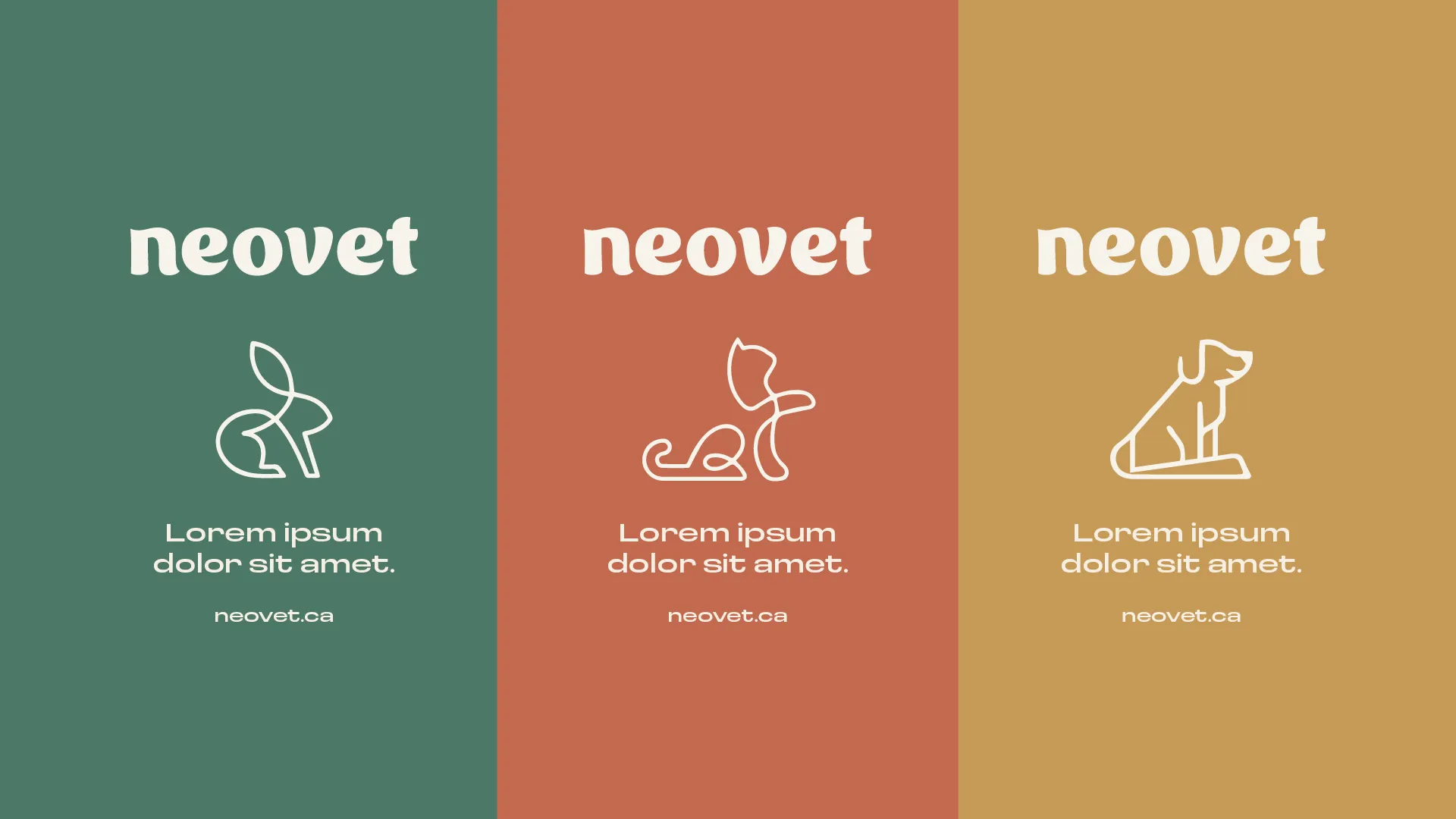 Logo de Neovet décliné en trois couleurs