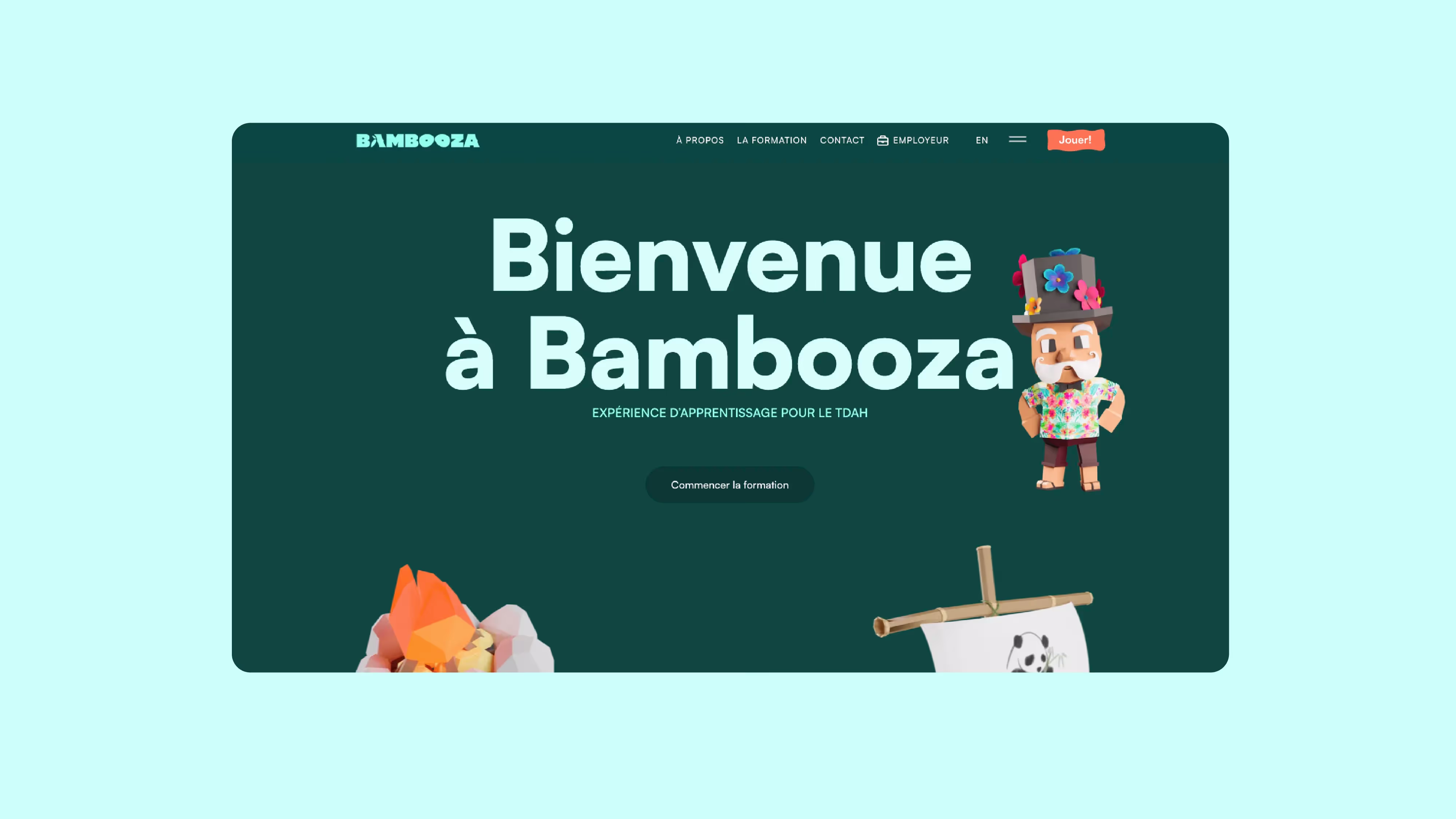 Site Web de Bambooza sur un ordinateur portable