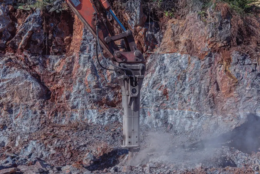 Close up of drilling on surface hard rock