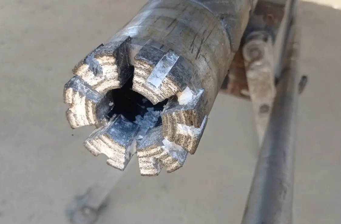 A close up of a directional core drill
